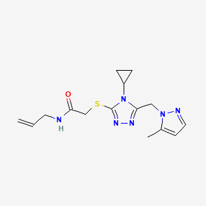 2-({4-cyclopropyl-5-[(5-methyl-1H-pyrazol-1-yl)methyl]-4H-1,2,4-triazol-3-yl}sulfanyl)-N-(prop-2-en-1-yl)acetamide