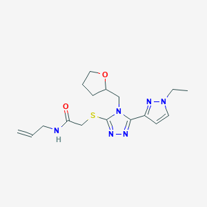 molecular formula C17H24N6O2S B4383357 N-allyl-2-{[5-(1-ethyl-1H-pyrazol-3-yl)-4-(tetrahydro-2-furanylmethyl)-4H-1,2,4-triazol-3-yl]thio}acetamide 