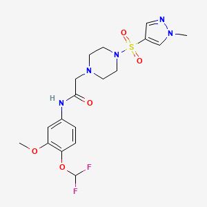 molecular formula C18H23F2N5O5S B4383379 N-[4-(difluoromethoxy)-3-methoxyphenyl]-2-{4-[(1-methyl-1H-pyrazol-4-yl)sulfonyl]-1-piperazinyl}acetamide 