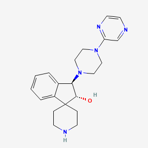 molecular formula C21H27N5O B4383441 rel-(2R,3R)-3-[4-(2-pyrazinyl)-1-piperazinyl]-2,3-dihydrospiro[indene-1,4'-piperidin]-2-ol bis(trifluoroacetate) (salt) 