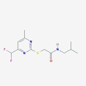 molecular formula C12H17F2N3OS B4383512 2-{[4-(difluoromethyl)-6-methyl-2-pyrimidinyl]thio}-N-isobutylacetamide 