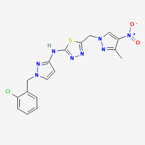 N-[1-(2-CHLOROBENZYL)-1H-PYRAZOL-3-YL]-N-{5-[(3-METHYL-4-NITRO-1H-PYRAZOL-1-YL)METHYL]-1,3,4-THIADIAZOL-2-YL}AMINE