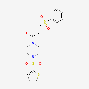 3-(PHENYLSULFONYL)-1-[4-(2-THIENYLSULFONYL)PIPERAZINO]-1-PROPANONE