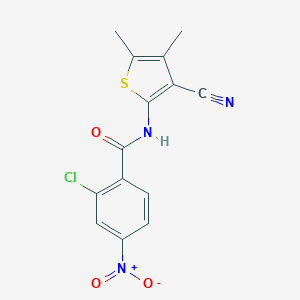 molecular formula C14H10ClN3O3S B438357 2-Chloro-N-(3-cyano-4,5-dimethyl-2-thienyl)-4-nitrobenzamide CAS No. 314022-79-2