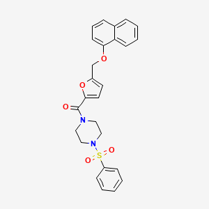 molecular formula C26H24N2O5S B4383689 1-{5-[(1-naphthyloxy)methyl]-2-furoyl}-4-(phenylsulfonyl)piperazine 