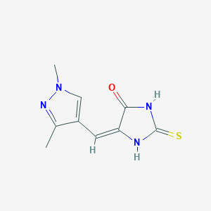 5-[(E)-1-(1,3-DIMETHYL-1H-PYRAZOL-4-YL)METHYLIDENE]-2-THIOXOTETRAHYDRO-4H-IMIDAZOL-4-ONE