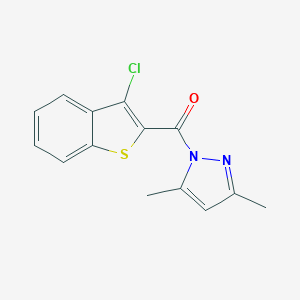 molecular formula C14H11ClN2OS B438371 1-[(3-Chloro-1-benzothien-2-yl)carbonyl]-3,5-dimethyl-1H-pyrazole CAS No. 78154-95-7
