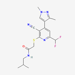 2-{[3-CYANO-6-(DIFLUOROMETHYL)-4-(1,3-DIMETHYL-1H-PYRAZOL-4-YL)-2-PYRIDYL]SULFANYL}-N~1~-ISOBUTYLACETAMIDE