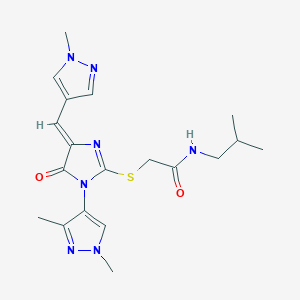 2-({1-(1,3-DIMETHYL-1H-PYRAZOL-4-YL)-4-[(Z)-1-(1-METHYL-1H-PYRAZOL-4-YL)METHYLIDENE]-5-OXO-1,5-DIHYDRO-4H-IMIDAZOL-2-YL}SULFANYL)-N~1~-ISOBUTYLACETAMIDE