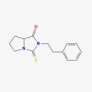 2-(2-phenylethyl)-3-thioxohexahydro-1H-pyrrolo[1,2-c]imidazol-1-one