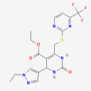 ethyl 4-(1-ethyl-1H-pyrazol-4-yl)-2-oxo-6-({[4-(trifluoromethyl)-2-pyrimidinyl]thio}methyl)-1,2,3,4-tetrahydro-5-pyrimidinecarboxylate