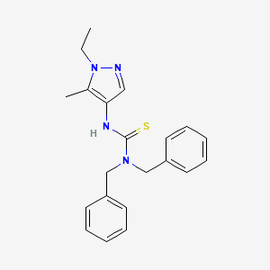 molecular formula C21H24N4S B4383796 N,N-dibenzyl-N'-(1-ethyl-5-methyl-1H-pyrazol-4-yl)thiourea 