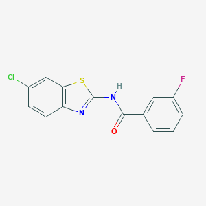 molecular formula C14H8ClFN2OS B438380 N-(6-氯-1,3-苯并噻唑-2-基)-3-氟苯甲酰胺 CAS No. 325763-32-4