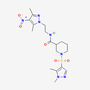 N-[2-(3,5-dimethyl-4-nitro-1H-pyrazol-1-yl)ethyl]-1-[(1,5-dimethyl-1H-pyrazol-4-yl)sulfonyl]-3-piperidinecarboxamide