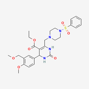 molecular formula C27H34N4O7S B4383895 ethyl 4-[4-methoxy-3-(methoxymethyl)phenyl]-2-oxo-6-{[4-(phenylsulfonyl)-1-piperazinyl]methyl}-1,2,3,4-tetrahydro-5-pyrimidinecarboxylate 