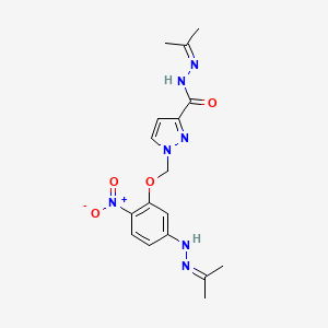 molecular formula C17H21N7O4 B4383924 N'-(1-methylethylidene)-1-({5-[2-(1-methylethylidene)hydrazino]-2-nitrophenoxy}methyl)-1H-pyrazole-3-carbohydrazide 