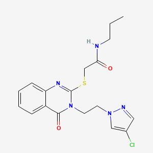 2-({3-[2-(4-CHLORO-1H-PYRAZOL-1-YL)ETHYL]-4-OXO-3,4-DIHYDRO-2-QUINAZOLINYL}SULFANYL)-N~1~-PROPYLACETAMIDE