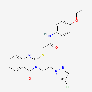 molecular formula C23H22ClN5O3S B4383940 2-({3-[2-(4-chloro-1H-pyrazol-1-yl)ethyl]-4-oxo-3,4-dihydro-2-quinazolinyl}thio)-N-(4-ethoxyphenyl)acetamide 