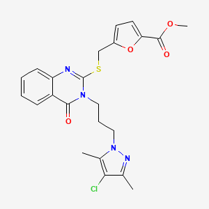 METHYL 5-[({3-[3-(4-CHLORO-3,5-DIMETHYL-1H-PYRAZOL-1-YL)PROPYL]-4-OXO-3,4-DIHYDRO-2-QUINAZOLINYL}SULFANYL)METHYL]-2-FUROATE