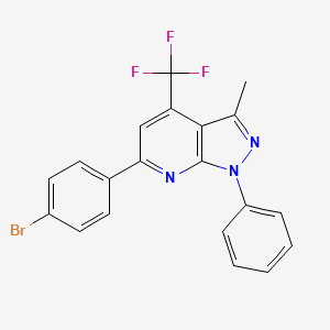 molecular formula C20H13BrF3N3 B4383948 6-(4-bromophenyl)-3-methyl-1-phenyl-4-(trifluoromethyl)-1H-pyrazolo[3,4-b]pyridine 