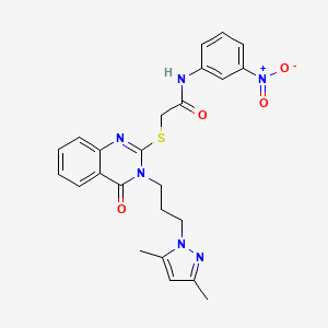 2-({3-[3-(3,5-dimethyl-1H-pyrazol-1-yl)propyl]-4-oxo-3,4-dihydro-2-quinazolinyl}thio)-N-(3-nitrophenyl)acetamide