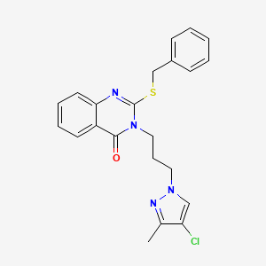 2-(BENZYLSULFANYL)-3-[3-(4-CHLORO-3-METHYL-1H-PYRAZOL-1-YL)PROPYL]-4(3H)-QUINAZOLINONE