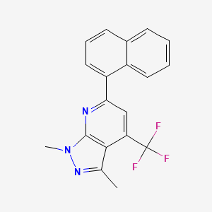 molecular formula C19H14F3N3 B4383971 1,3-dimethyl-6-(1-naphthyl)-4-(trifluoromethyl)-1H-pyrazolo[3,4-b]pyridine 