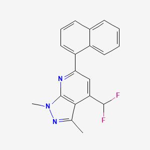 molecular formula C19H15F2N3 B4383974 4-(difluoromethyl)-1,3-dimethyl-6-(1-naphthyl)-1H-pyrazolo[3,4-b]pyridine 