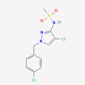 molecular formula C11H11Cl2N3O2S B4383989 N-[4-chloro-1-(4-chlorobenzyl)-1H-pyrazol-3-yl]methanesulfonamide 