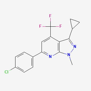 6-(4-chlorophenyl)-3-cyclopropyl-1-methyl-4-(trifluoromethyl)-1H-pyrazolo[3,4-b]pyridine