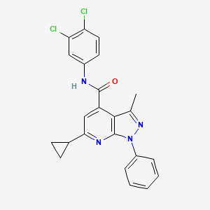 molecular formula C23H18Cl2N4O B4384027 6-CYCLOPROPYL-N~4~-(3,4-DICHLOROPHENYL)-3-METHYL-1-PHENYL-1H-PYRAZOLO[3,4-B]PYRIDINE-4-CARBOXAMIDE 