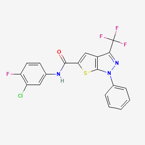 molecular formula C19H10ClF4N3OS B4384037 N~5~-(3-CHLORO-4-FLUOROPHENYL)-1-PHENYL-3-(TRIFLUOROMETHYL)-1H-THIENO[2,3-C]PYRAZOLE-5-CARBOXAMIDE 