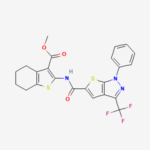 molecular formula C23H18F3N3O3S2 B4384041 methyl 2-({[1-phenyl-3-(trifluoromethyl)-1H-thieno[2,3-c]pyrazol-5-yl]carbonyl}amino)-4,5,6,7-tetrahydro-1-benzothiophene-3-carboxylate 