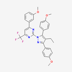 2-[4-ethyl-3,5-bis(4-methoxyphenyl)-1H-pyrazol-1-yl]-4-(3-methoxyphenyl)-6-(trifluoromethyl)pyrimidine