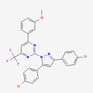 molecular formula C27H17Br2F3N4O B4384098 2-[3,5-bis(4-bromophenyl)-1H-pyrazol-1-yl]-4-(3-methoxyphenyl)-6-(trifluoromethyl)pyrimidine 