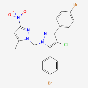 molecular formula C20H14Br2ClN5O2 B4384128 3,5-bis(4-bromophenyl)-4-chloro-1-[(5-methyl-3-nitro-1H-pyrazol-1-yl)methyl]-1H-pyrazole 