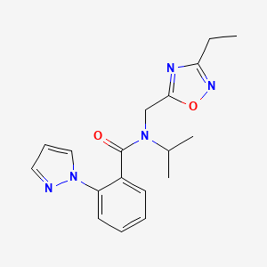 molecular formula C18H21N5O2 B4384160 N-[(3-ethyl-1,2,4-oxadiazol-5-yl)methyl]-N-isopropyl-2-(1H-pyrazol-1-yl)benzamide 