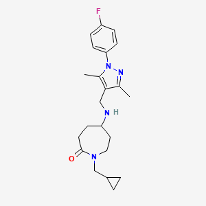 1-(cyclopropylmethyl)-5-({[1-(4-fluorophenyl)-3,5-dimethyl-1H-pyrazol-4-yl]methyl}amino)azepan-2-one