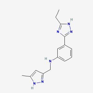 3-(5-ethyl-4H-1,2,4-triazol-3-yl)-N-[(5-methyl-1H-pyrazol-3-yl)methyl]aniline