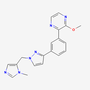 molecular formula C19H18N6O B4384287 2-methoxy-3-(3-{1-[(1-methyl-1H-imidazol-5-yl)methyl]-1H-pyrazol-3-yl}phenyl)pyrazine 