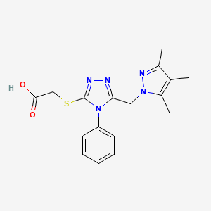 ({4-phenyl-5-[(3,4,5-trimethyl-1H-pyrazol-1-yl)methyl]-4H-1,2,4-triazol-3-yl}thio)acetic acid