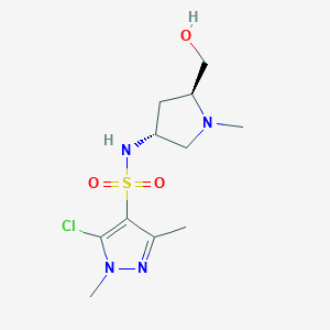 molecular formula C11H19ClN4O3S B4384329 5-chloro-N-[(3R,5S)-5-(hydroxymethyl)-1-methylpyrrolidin-3-yl]-1,3-dimethyl-1H-pyrazole-4-sulfonamide 