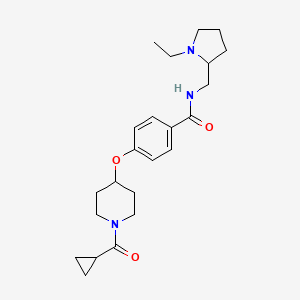 molecular formula C23H33N3O3 B4384417 4-{[1-(cyclopropylcarbonyl)-4-piperidinyl]oxy}-N-[(1-ethyl-2-pyrrolidinyl)methyl]benzamide 