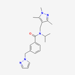 molecular formula C21H27N5O B4384433 N-isopropyl-3-(1H-pyrazol-1-ylmethyl)-N-[(1,3,5-trimethyl-1H-pyrazol-4-yl)methyl]benzamide 