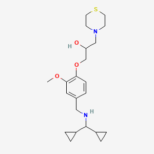 molecular formula C22H34N2O3S B4384437 1-(4-{[(dicyclopropylmethyl)amino]methyl}-2-methoxyphenoxy)-3-(4-thiomorpholinyl)-2-propanol 