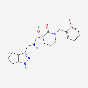 1-[(2-Fluorophenyl)methyl]-3-hydroxy-3-[(1,4,5,6-tetrahydrocyclopenta[c]pyrazol-3-ylmethylamino)methyl]piperidin-2-one