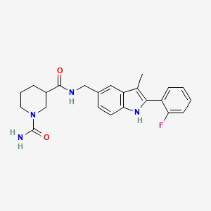 N~3~-{[2-(2-fluorophenyl)-3-methyl-1H-indol-5-yl]methyl}-1,3-piperidinedicarboxamide