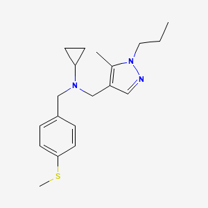 molecular formula C19H27N3S B4384635 N-[(5-methyl-1-propyl-1H-pyrazol-4-yl)methyl]-N-[4-(methylthio)benzyl]cyclopropanamine 