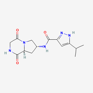 N-[(7R,8aS)-1,4-dioxooctahydropyrrolo[1,2-a]pyrazin-7-yl]-3-isopropyl-1H-pyrazole-5-carboxamide