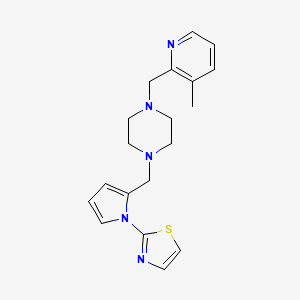 molecular formula C19H23N5S B4384692 1-[(3-methylpyridin-2-yl)methyl]-4-{[1-(1,3-thiazol-2-yl)-1H-pyrrol-2-yl]methyl}piperazine 